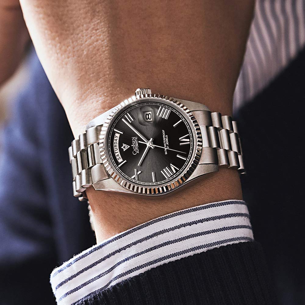 CADISEN Men's Automatic Mechanical Watch with MIYOTA 8285 Movement | Sapphire Crystal Glass | 50M Water Resistant | Casual Dress Watch for Business & Everyday Wear | Perfect Gift for Him
