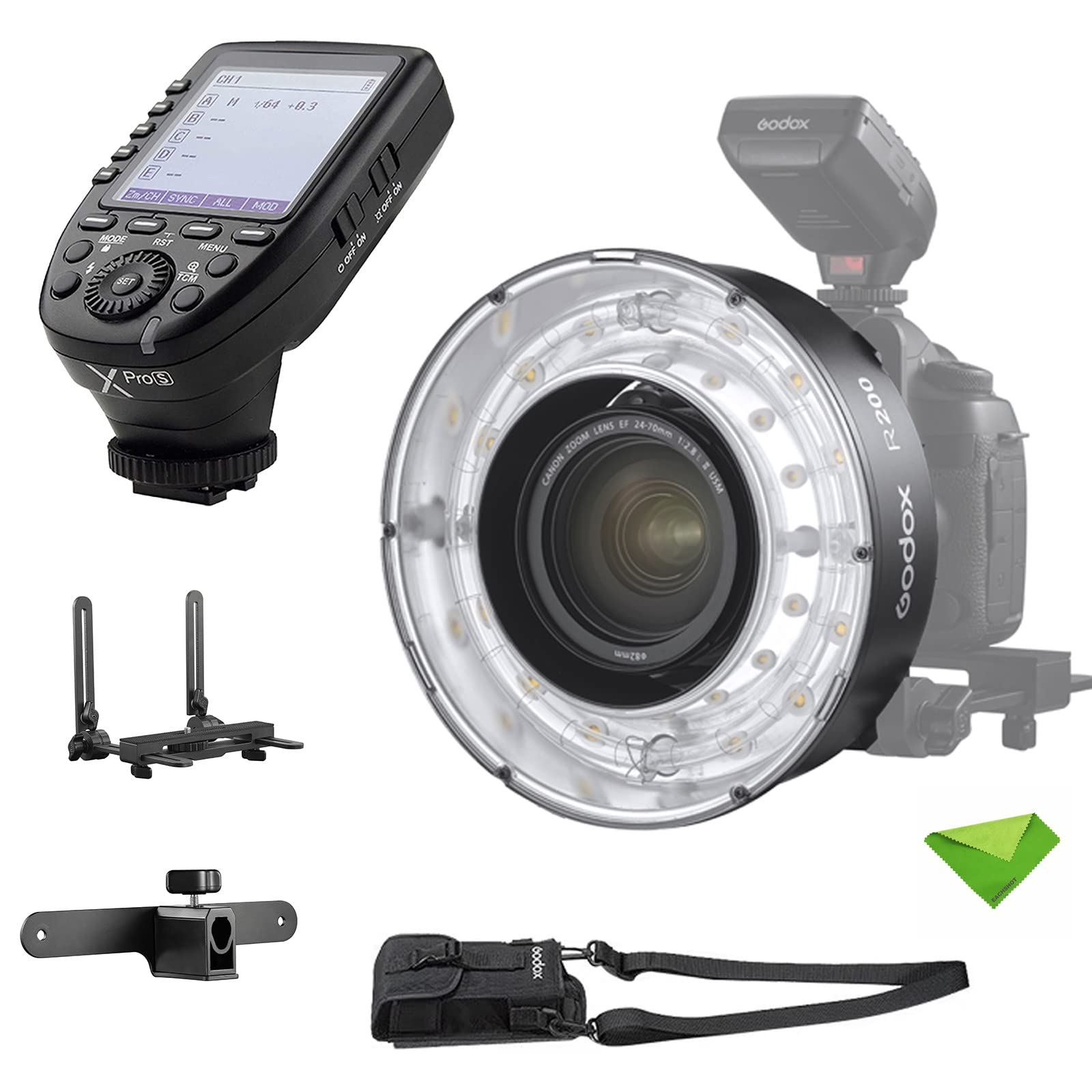 Godox R200 Macro Ring Flash for Canon Nikon Sony DSLR Cameras - 200Ws Power, 5800±200K Color Temp, Modeling Lamp - Compatible with AD200/AD200Pro & Xpro-S Trigger - Perfect for Portrait, Macro, Wedding, Product Photography & Close-Up Shots