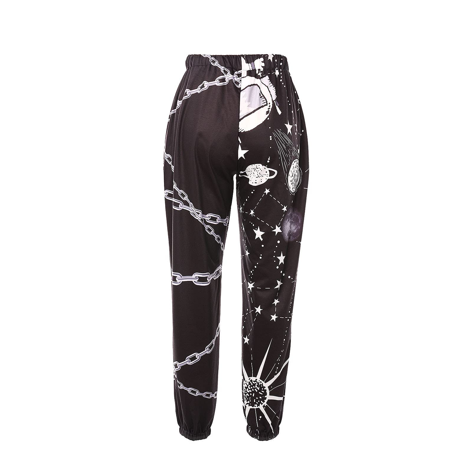 XFLnaraz Women's Printed Jogger Pants - Elastic Waist Color Block Sweatpants with Pockets | Loose Fit Streetwear for Casual, Yoga & Running | Trendy Fashion for Workout, Lounge & Travel