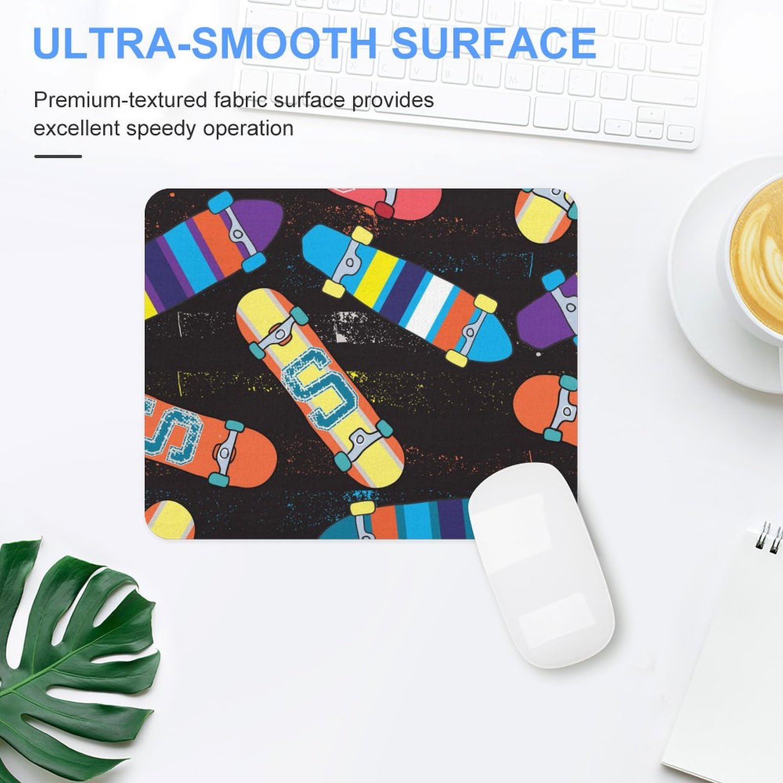 Durable Non-Slip Waterproof Gaming Mouse Pad - 20x25cm Skateboard Design Office & Home Computer Accessory for PC, Laptop, Work & Gaming Setup
