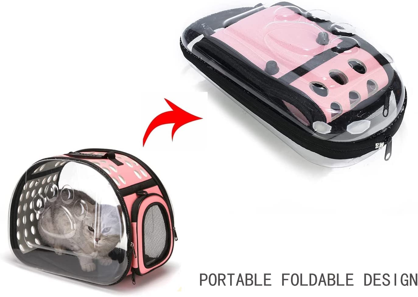 Emily Pets Transparent Collapsible Cat Carrier Backpack - Breathable Travel Bubble Pet Carrier for Cats & Small Dogs, Medium Size (Grey) - Perfect for Air Travel, Hiking, Vet Visits & Outdoor Adventures