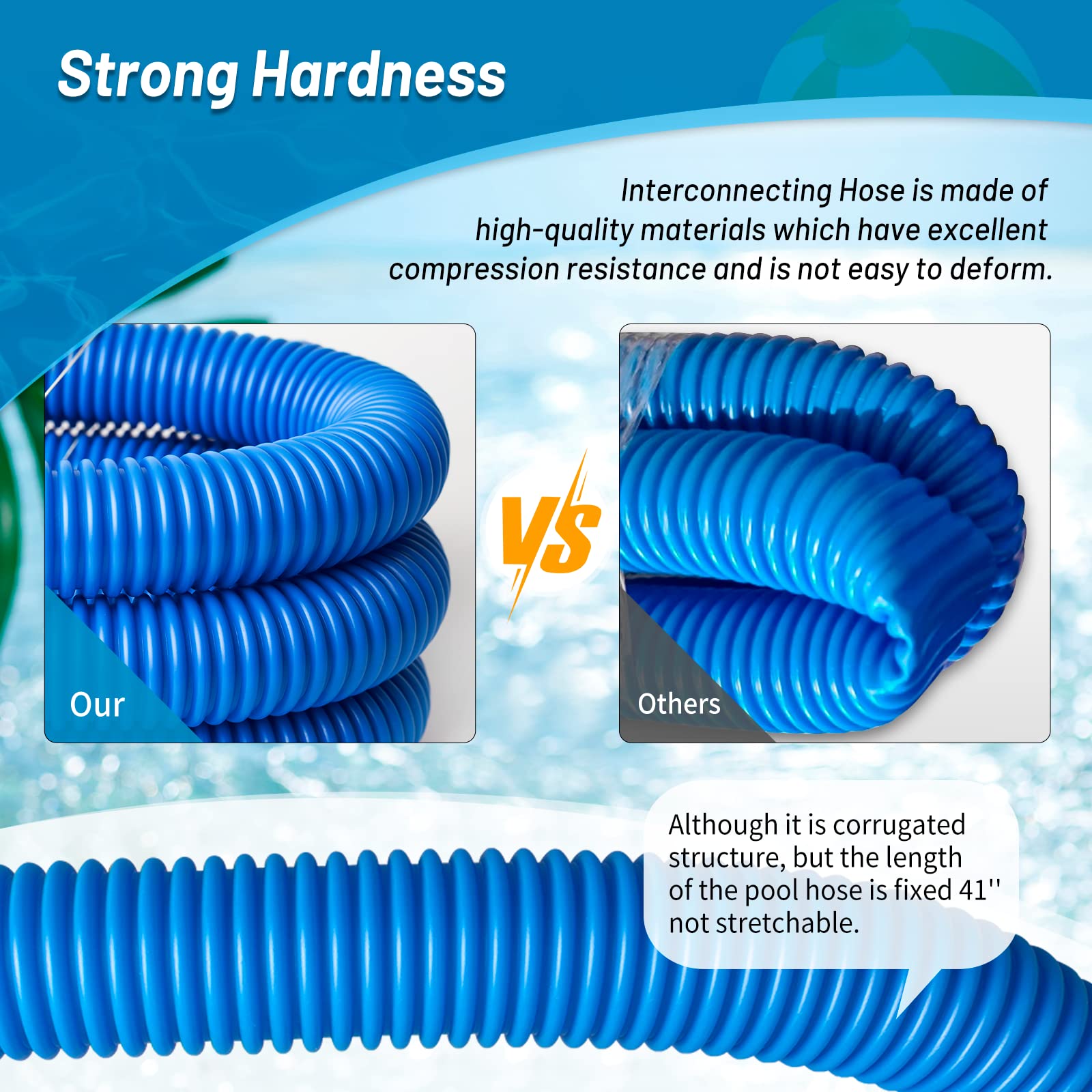 Intex Pool Pump Replacement Hose 1.25 x 41 Inch - Compatible with Intex Filter Pump 607, 637 & 32mm Above Ground Pools - Includes 6 Hose Clamps - Perfect for Pool Maintenance & Water Circulation