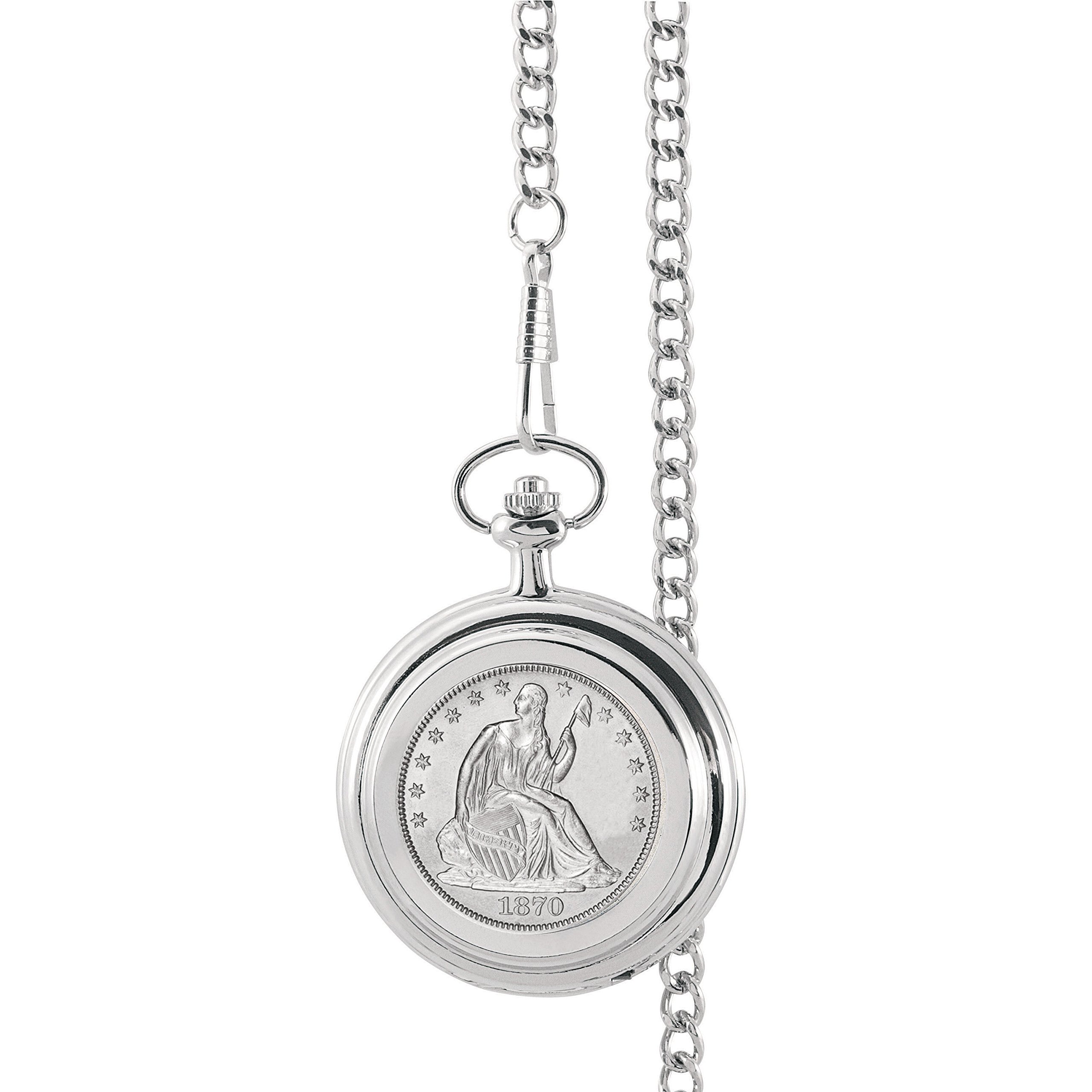 Antique Silver Seated Liberty Half Dollar Pocket Watch - Vintage Coin Collector's Item & Unique Gift for Men - Perfect for Historical Reenactments, Steampunk Fashion & Special Occasions