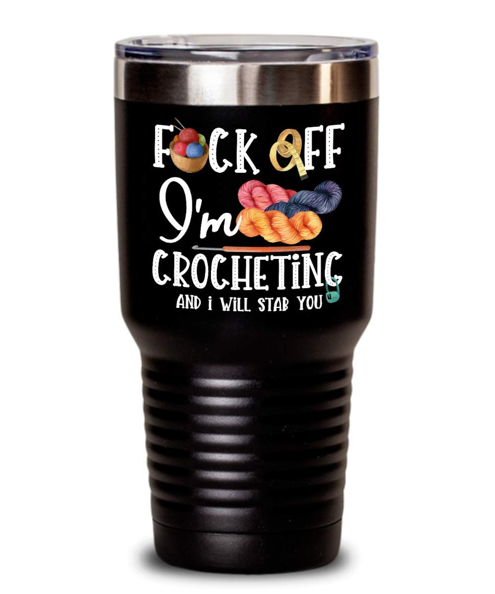Funny Crochet Mug Gift for Men & Women - 'Fuck Off I'm Crocheting' Tea Cup for Crochet Lovers - Perfect Birthday Gift for Mom & Crocheters - Great for Coffee, Tea & Craft Room Decor