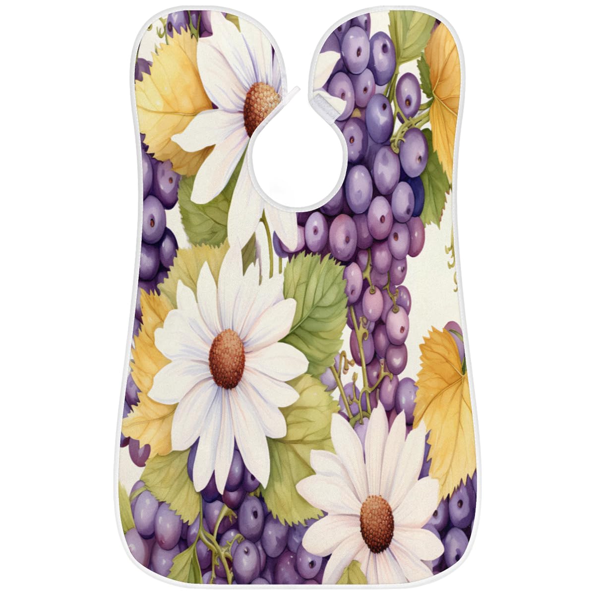Men's Grape Flower Print Shaving Bib - Waterproof Beard Trimming Apron for Hair Dye & Makeup Artists - Sink Hair Catcher with Adjustable Neck Strap (Great for Barbershops, Home Grooming & Salon Styling)