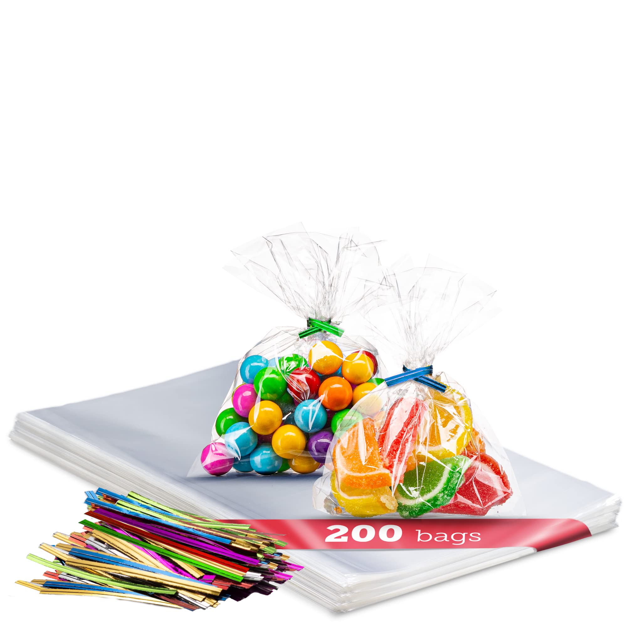 200 Pack 3x4 Inch Clear Plastic Cellophane Bags with 4