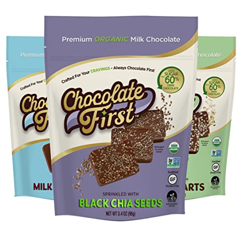 Healthy Low Sugar Organic Milk Chocolate with Chia & Hemp - Premium Non-GMO Bulk Pack for Gifting & Snacking