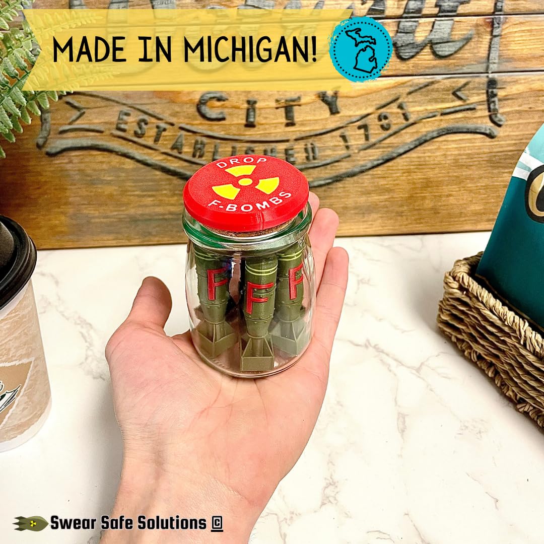 F Bomb Jar - Funny Office Desk Accessories & Decor for Men - Military Gifts for Army, Marines & Navy - Perfect for Office Pranks, Man Cave Decor & Military Appreciation Gifts