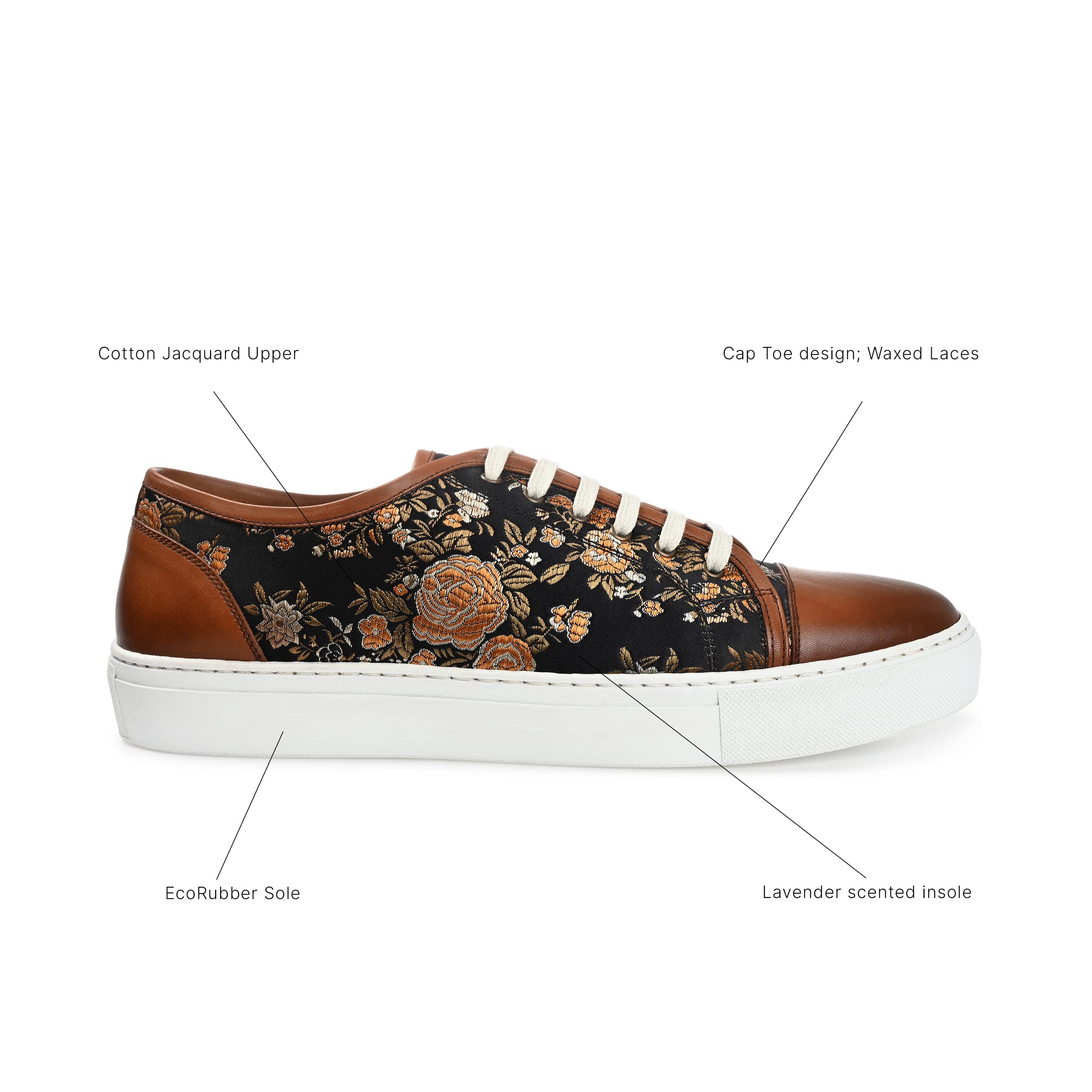Handcrafted Leather & Jacquard TAFT Jack Sneakers for Men – Stylish & Comfortable Casual Shoes for Everyday Wear, Work & Travel