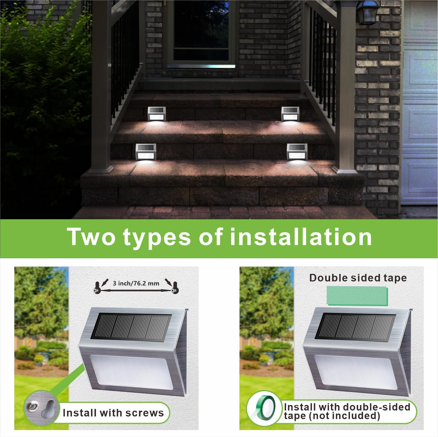 XLUX 12 Pack Solar Powered LED Lights for Deck Steps, Stairs, Fences & Pathways - Waterproof Outdoor Lighting with White Light - Perfect for Garden, Yard, Patio & Walkway Illumination