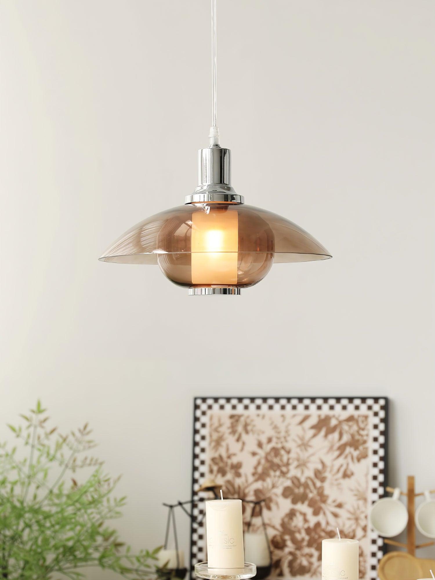 Modern UFO Chrome Pendant Light Fixture - Sleek Hanging Ceiling Lamp for Kitchen Island, Dining Room & Bedroom Decor
