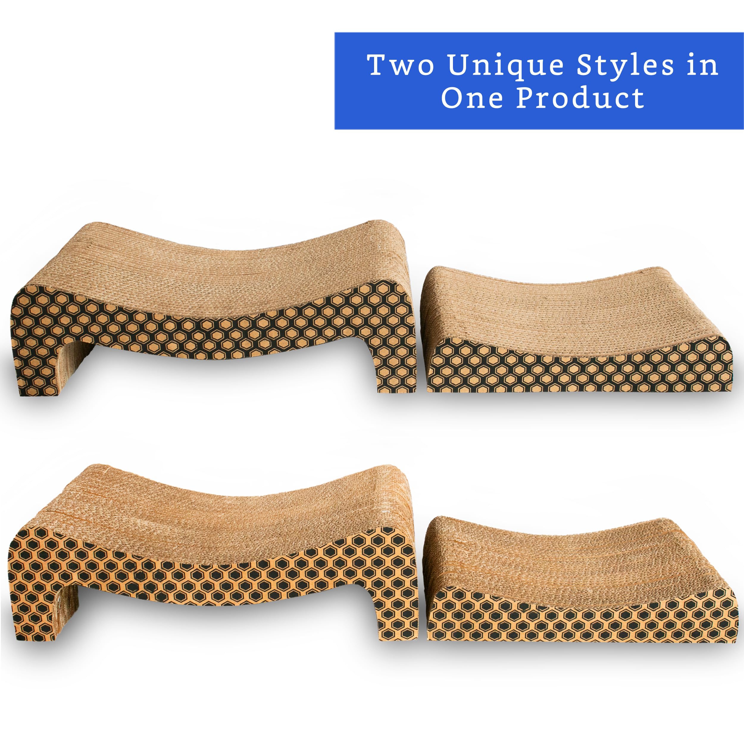 2-in-1 Cat Scratcher Board & Pad for Indoor Cats - Durable Cardboard Scratching Post with Catnip - Perfect for Living Room, Bedroom or Office Use