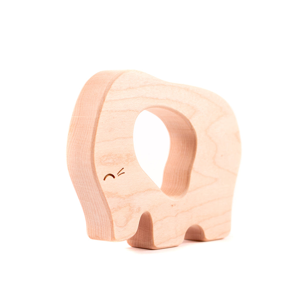 Natural Wooden Elephant Teether for Babies - Safe & Non-Toxic Chewing Toy for Teething Relief | Perfect Baby Shower Gift & Nursery Essential
