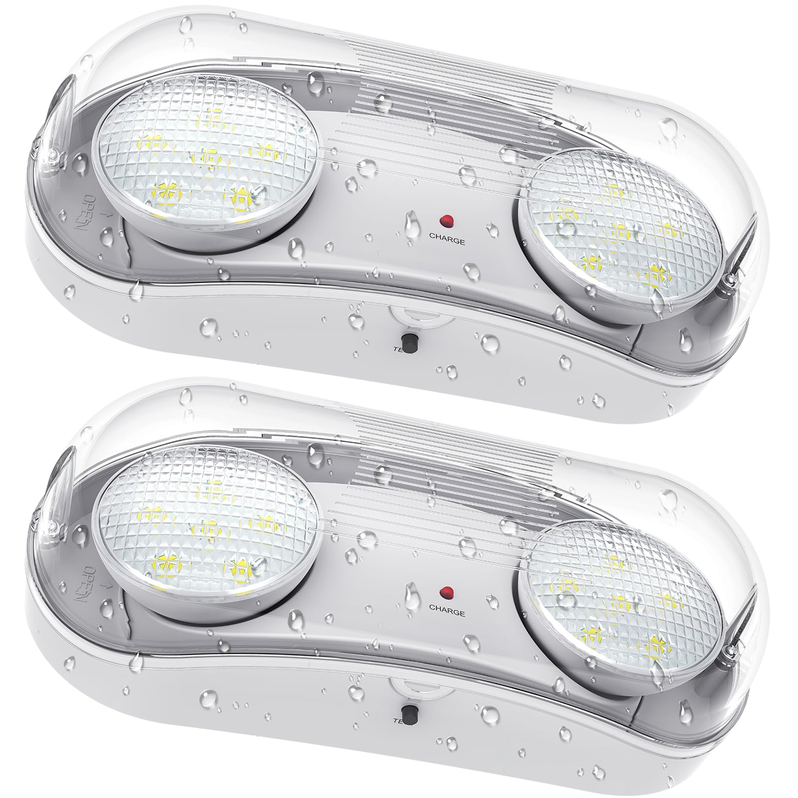 UL Listed Outdoor Emergency Light with Battery Backup - 2 Pack Waterproof LED Egress Lighting Fixture for Wet Locations (120-347V) | Ideal for Commercial Buildings, Emergency Exits, and Outdoor Safety Areas