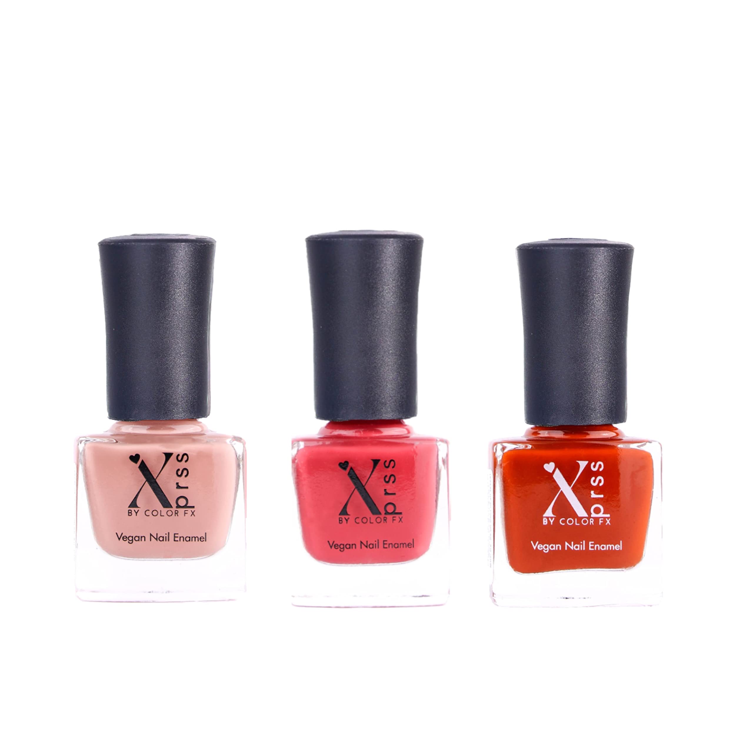 Color Fx New York Xprss Vegan Non-UV Gel Nail Polish Set - Glossy Gel-Like Finish, 21 Toxin-Free Colors (302 Rust, 304 Salmon, 305 Strawberry Pink) - Long Lasting, Non-Yellowing Formula for Women - Perfect for Manicures, Pedicures & Special Occasions