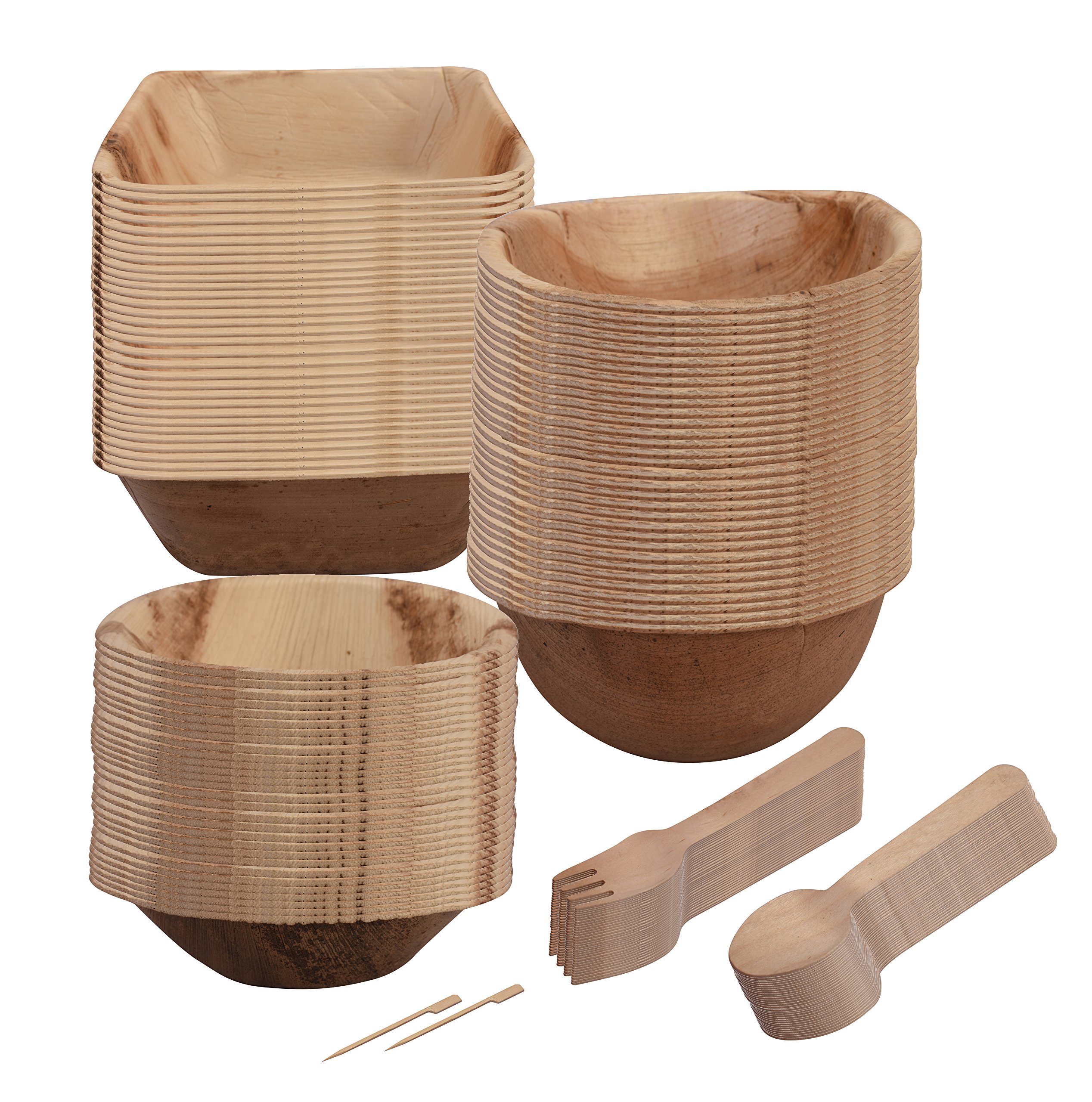 Eco-Friendly 100% Compostable Bowl Set - 25 Pcs Disposable Palm Leaf Tableware for Parties, Picnics & Sustainable Dining | Biodegradable Kitchen Accessories