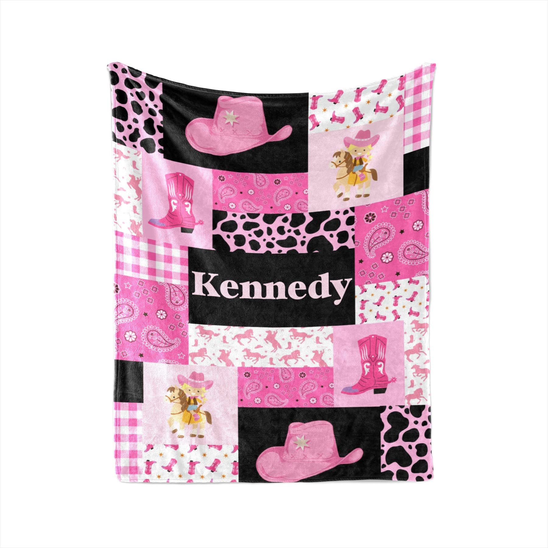 Personalized Baby Blankets for Boys & Girls - Custom Name Cowgirl Pink Quilt, 30x40 Inch Newborn Receiving Blanket - Perfect for Nursery, Baby Showers & Gift Giving