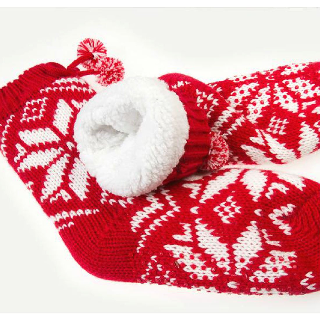 Cozy Women's Knit Stockings - Thick Plush Slipper Socks with Non-Skid Rubber Soles (Sizes 6-10) - Perfect for Winter, Home, Office & Relaxation