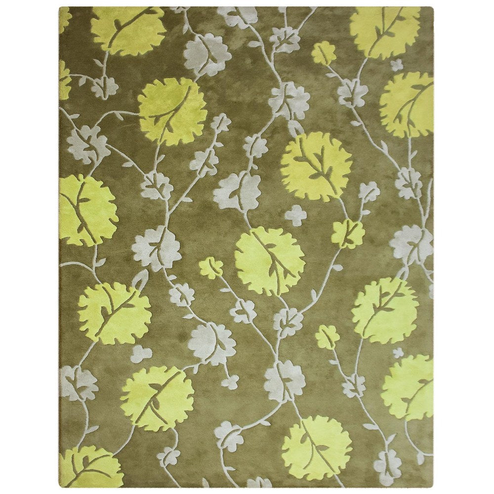 Handmade Fern Hand Tufted Area Rug - Soft Bohemian Style Rug for Living Room, Bedroom, Nursery - Non-Slip Eco-Friendly Home Decor Carpet
