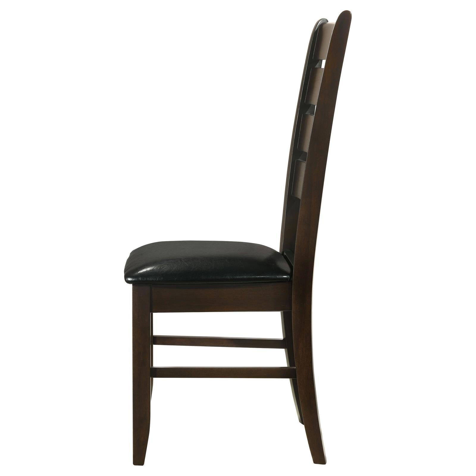 2-Pack Black Padded Side Chairs with Cappuccino Upholstery - Modern Dining Chairs for Kitchen, Breakfast Nook, or Small Space Decor