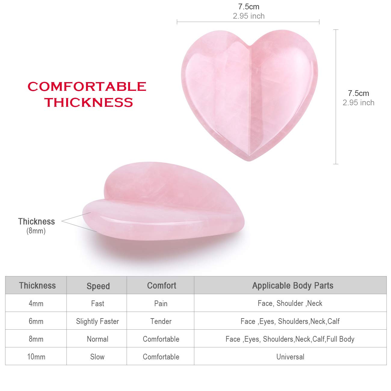2.95 Inch Rose Quartz Gua Sha Tool & Jade Roller Set - Heart Shaped Essential Oil Massage Stone for Face Sculpting, Slimming & Firming | Pink Crystal Facial Scraping Massager for Skincare & Relaxation (Perfect for Home Spa, Self-Care Routine & Beauty Therapy)