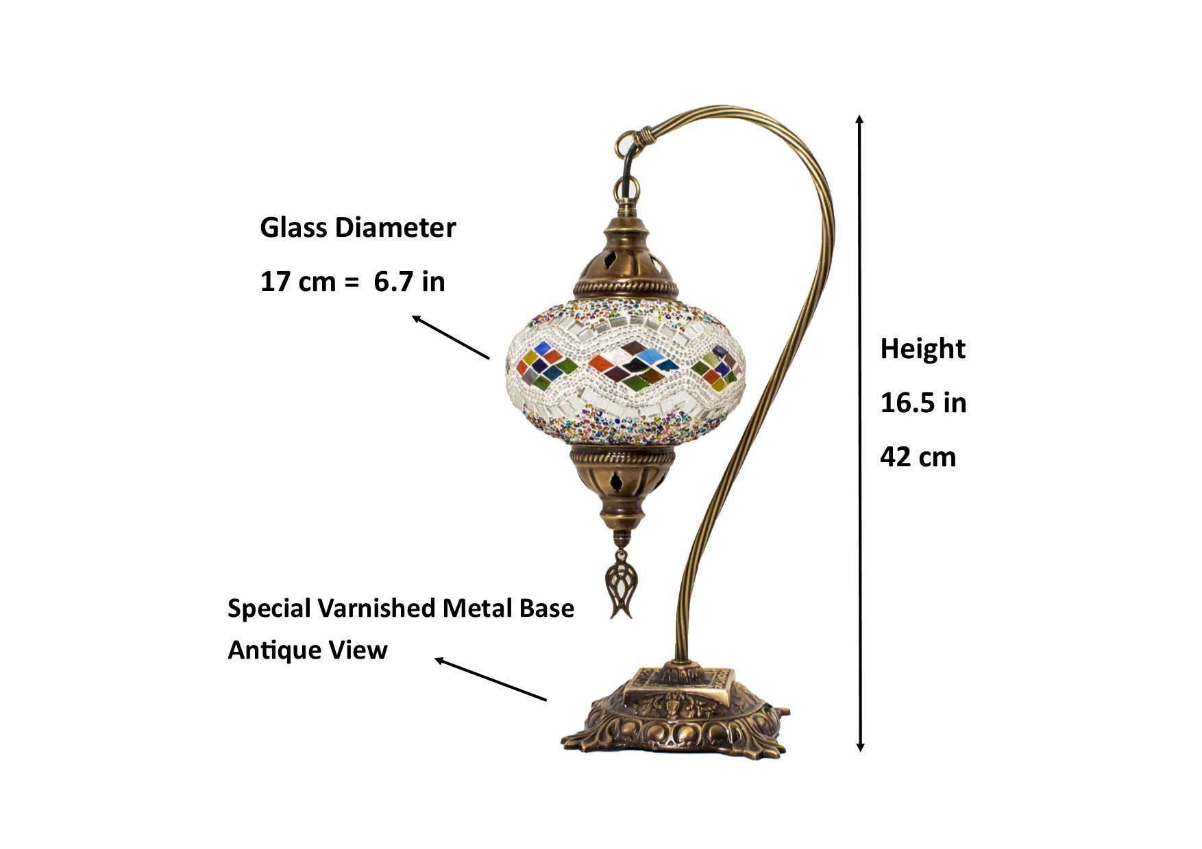 20 Styles Handmade Turkish Mosaic Table Lamp - Decorative Moroccan Stained Glass Lamp with LED Bulb - Rustic Home Decor for Living Room, Bedroom & Office Gift (Special Box Included)
