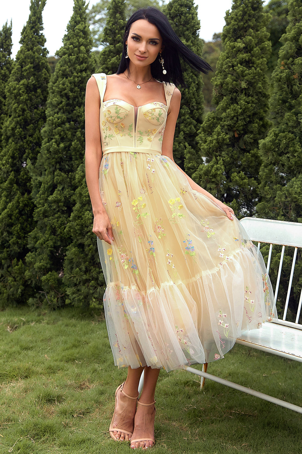 Elegant Champagne Long Prom Dress with Intricate Embroidery - Perfect for Formal Dances, Weddings & Special Occasions