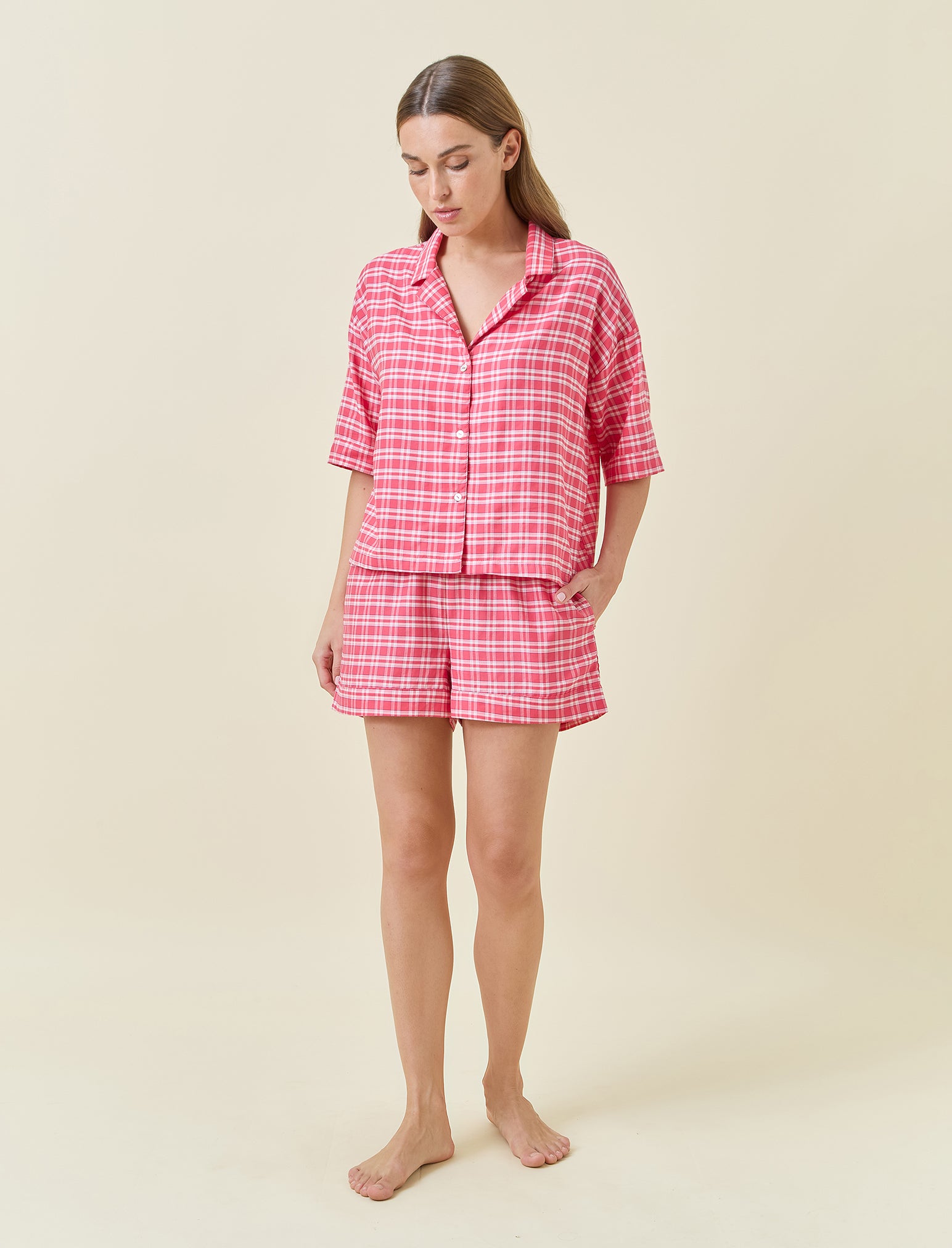Cozy Holiday Plaid Boxer Pajama Set for Men - Soft Cotton Sleepwear for Christmas & Winter Nights - Perfect for Lounging, Gifting & Festive Comfort
