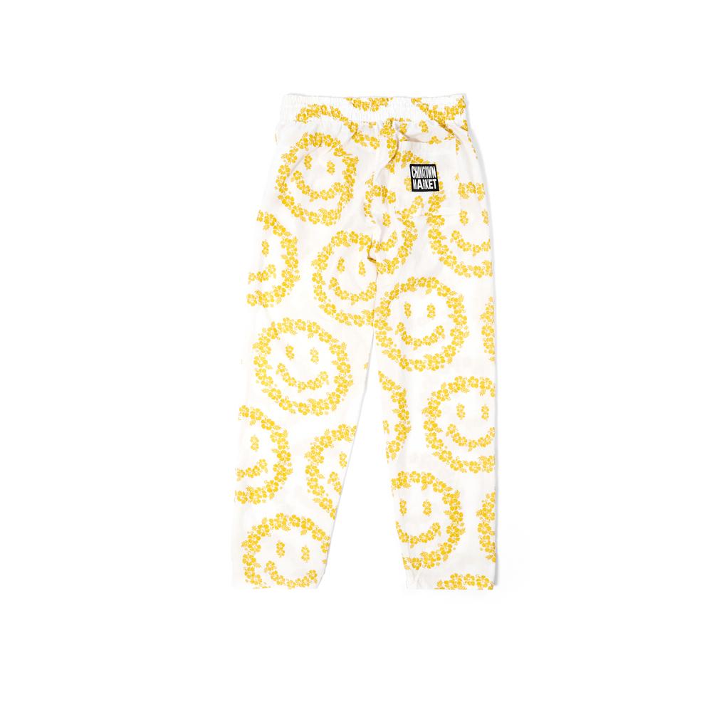 China Town Market Floral Smiley Pants Pajama Set - White | Comfortable Sleepwear for Women & Men | Perfect for Lounge, Sleepovers and Relaxing at Home