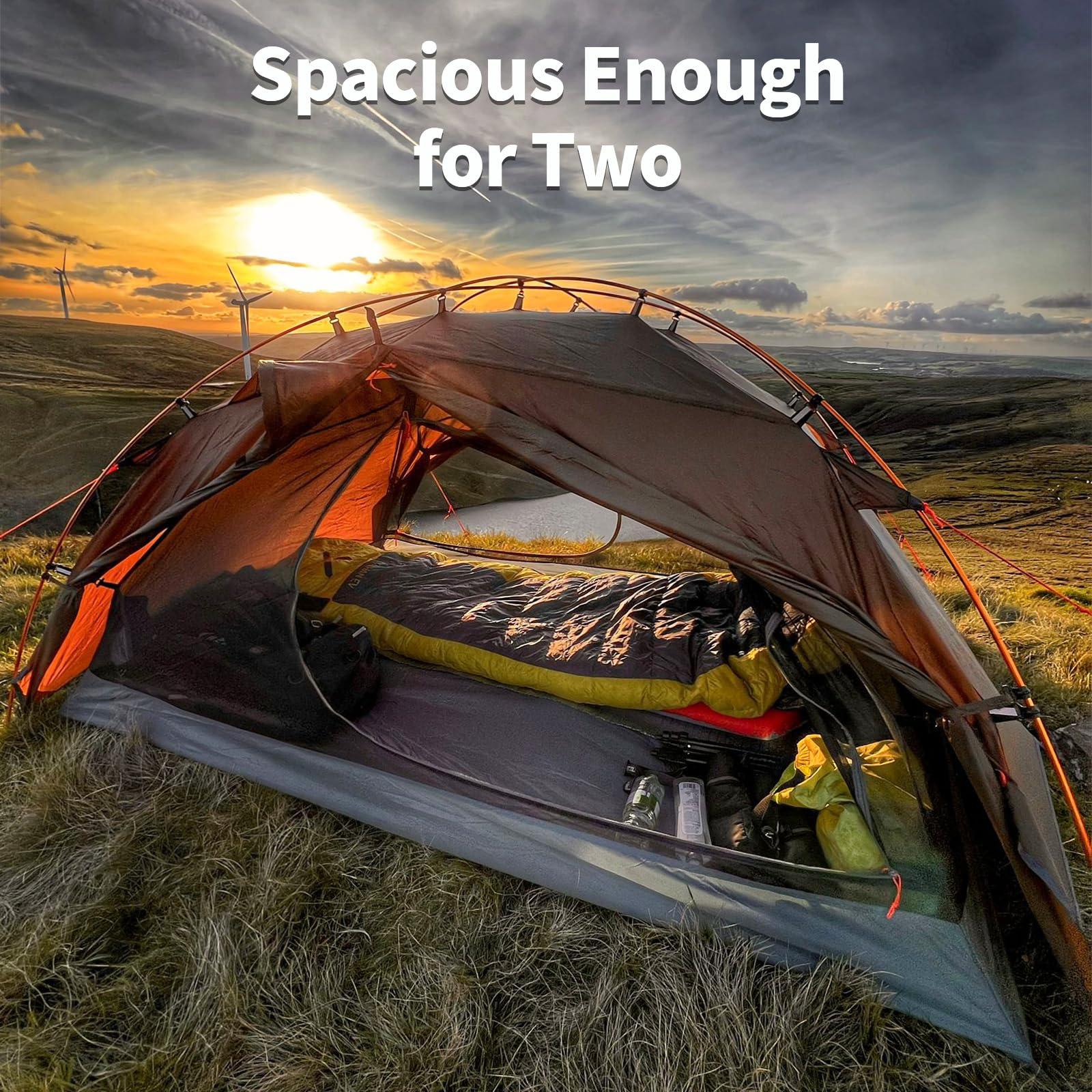Night Cat 2-Person Backpacking Tent - Fast Setup, Lightweight & Waterproof Hiking Camping Tent with Foldable Poles, Double Layers & Dual Doors (7x4.4ft) - Perfect for Backpacking, Hiking & Outdoor Adventures