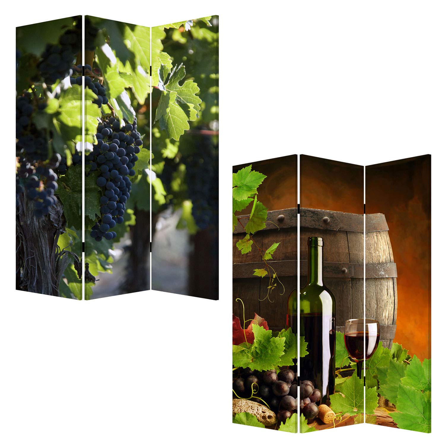 Stylish Screen Gems Wine Country Room Divider - Handcrafted Wooden Folding Partition for Home Office, Living Room & Bedroom Privacy
