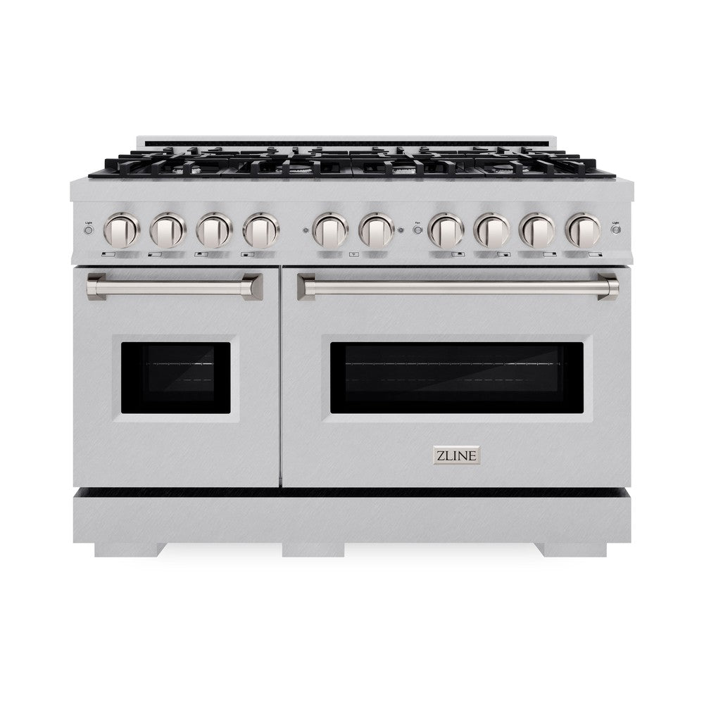 ZLINE 48-Inch 6.7 cu. ft. Classic Double Oven Dual Fuel Range with 8-Burner Gas Cooktop in Satin Stainless Steel (CDRS 48) - Perfect for Large Kitchens, Home Chefs & Entertaining