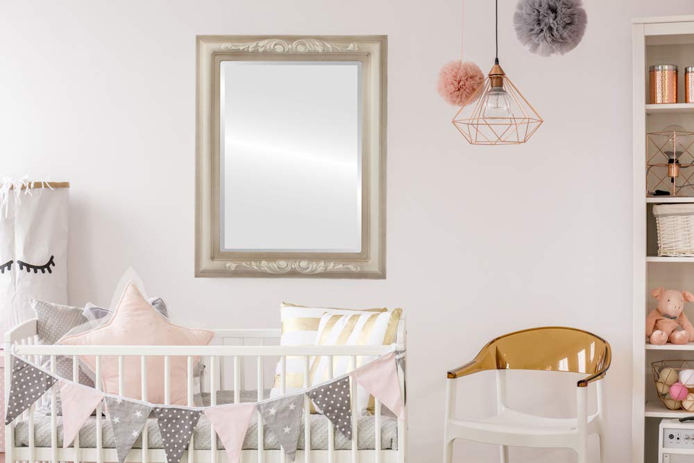 Florence Style Rectangle Beveled Wall Mirror - Taupe 16x20 Inches - Elegant Home Decor for Living Room, Bedroom & Entryway