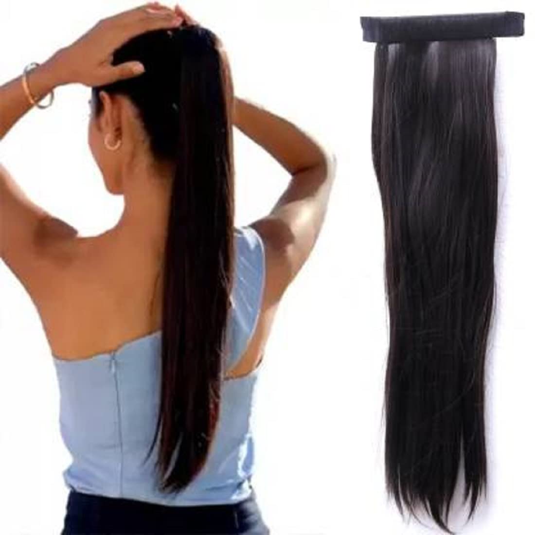 Abrish Straight Black Hair Ponytail Extension - Stylish & Natural Looking Clip-In Hairpiece for Women | Perfect for Parties, Weddings & Everyday Wear