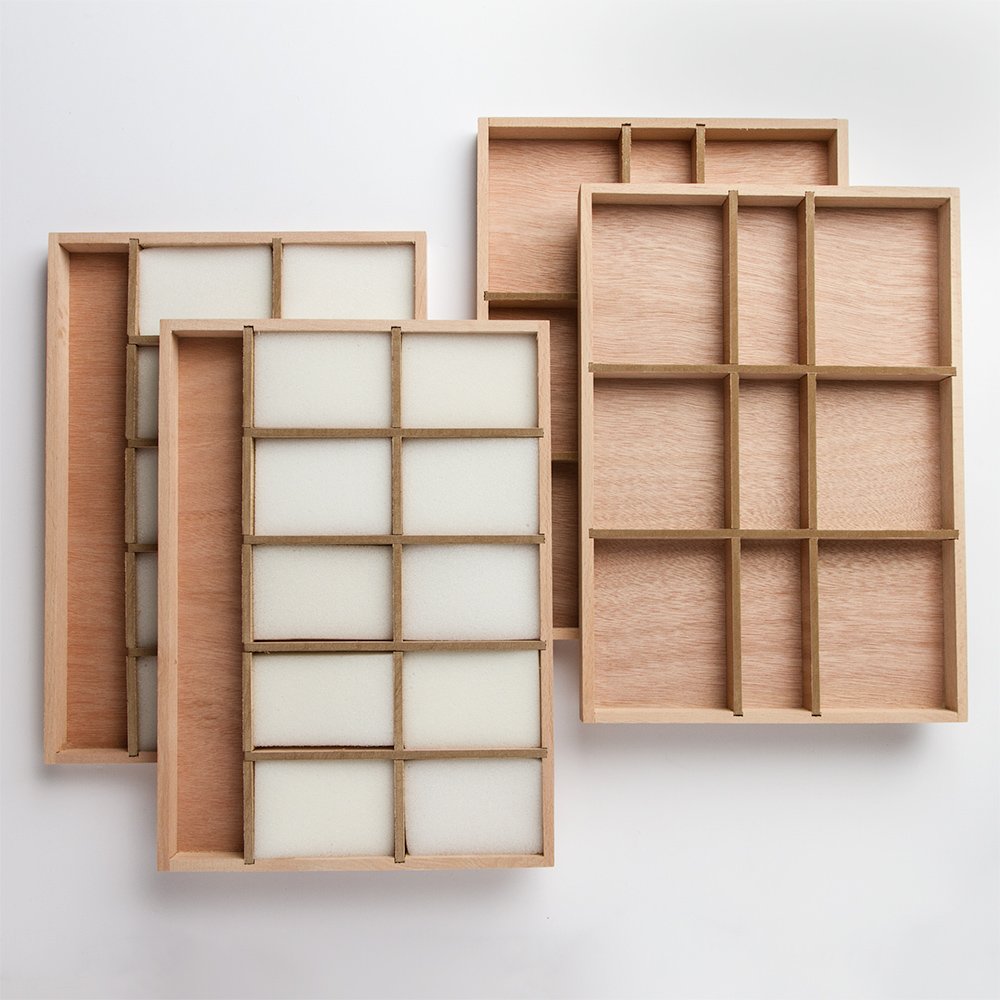 Loxley 360 x 280 x 135mm Hardwood Artist Wooden Storage Box with 4 Trays for Pastels - Natural Finish | Perfect for Artists, Students & Professional Sketching Supplies Organization