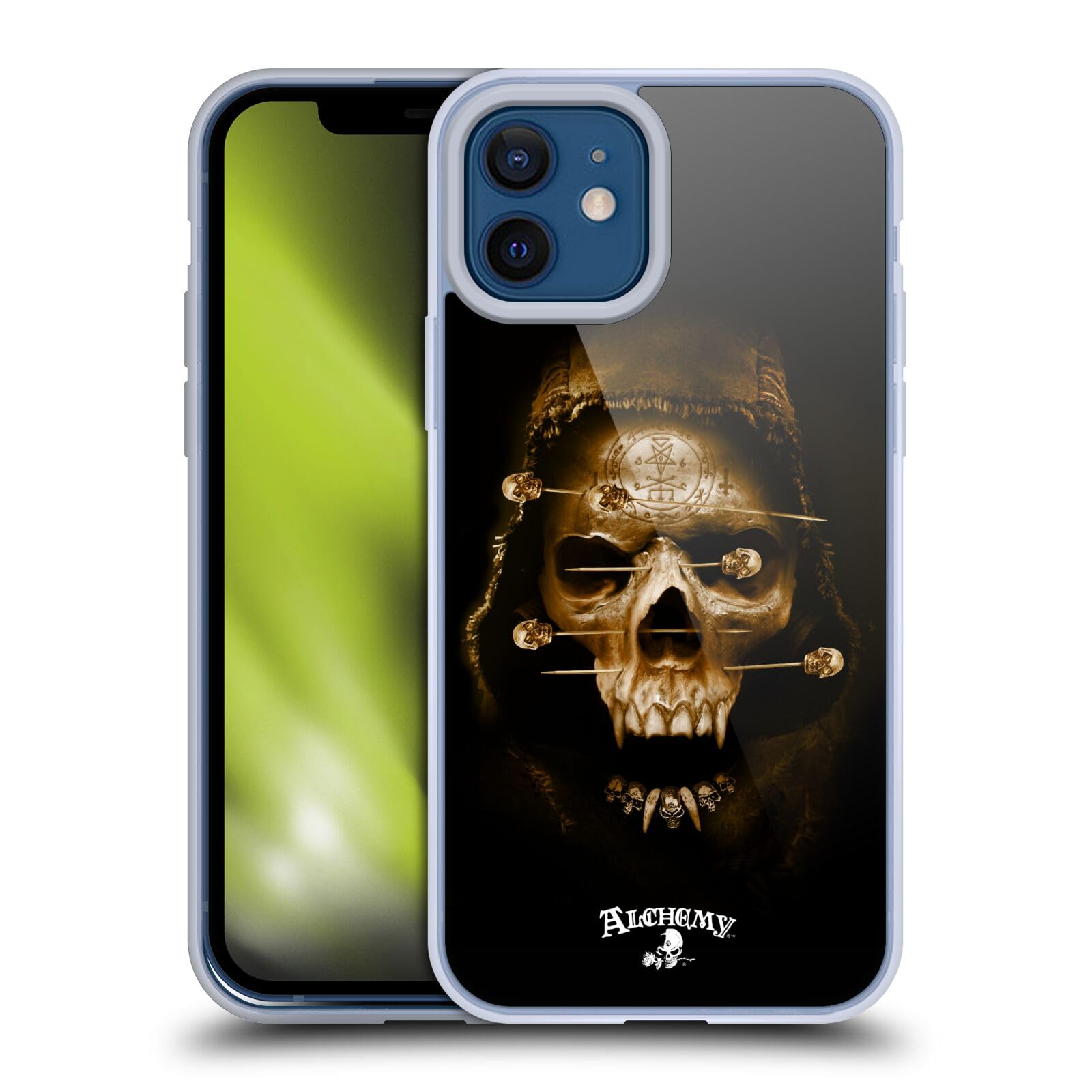 Officially Licensed Alchemy Gothic Death Fetish Skull Soft Gel Phone Case for Apple iPhone 12 & iPhone 12 Pro - Gothic Horror Style Protective Cover for Daily Use & Halloween Costume Accessory