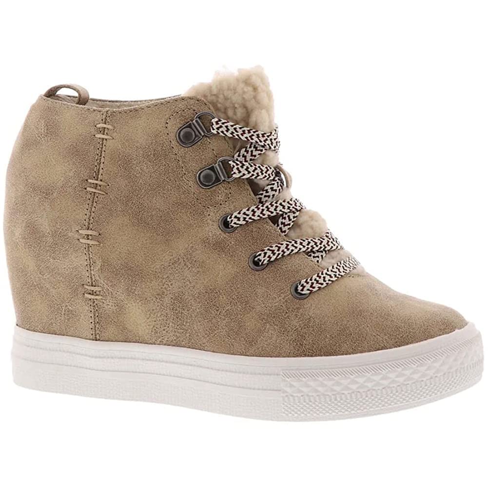 Trendy Women's Faux Suede Lace-Up Wedge Sneaker Boots - Comfortable Chunky Heel Shoes for Casual Outfits & Street Style Fashion