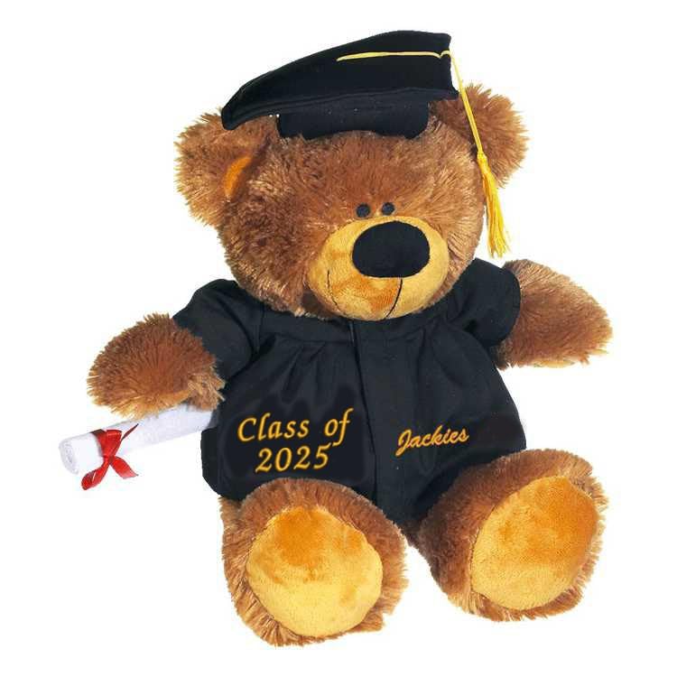 Custom 12 Inch Tri-Color Graduation Teddy Bear - Personalized Class of 2025 Plush Gift for Boys, Kindergarten Graduation Present with Embroidered Name | Perfect Graduation Party Decor, School Keepsake & Gift for Students