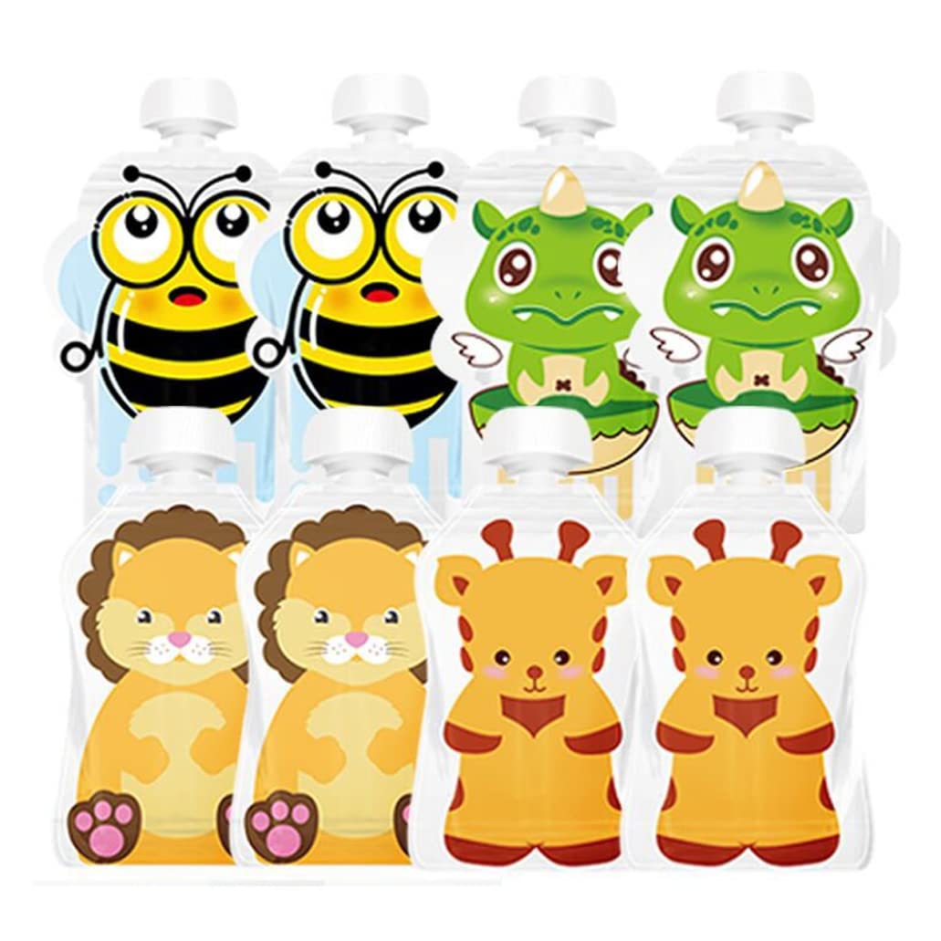 Reusable Baby Food Pouches - 8 Pack Refillable Squeeze Pouch for Toddlers | BPA-Free, Leak-Proof Food Storage Bags | Perfect for Homemade Puree, Snacks & On-the-Go Feeding (Random Colors)