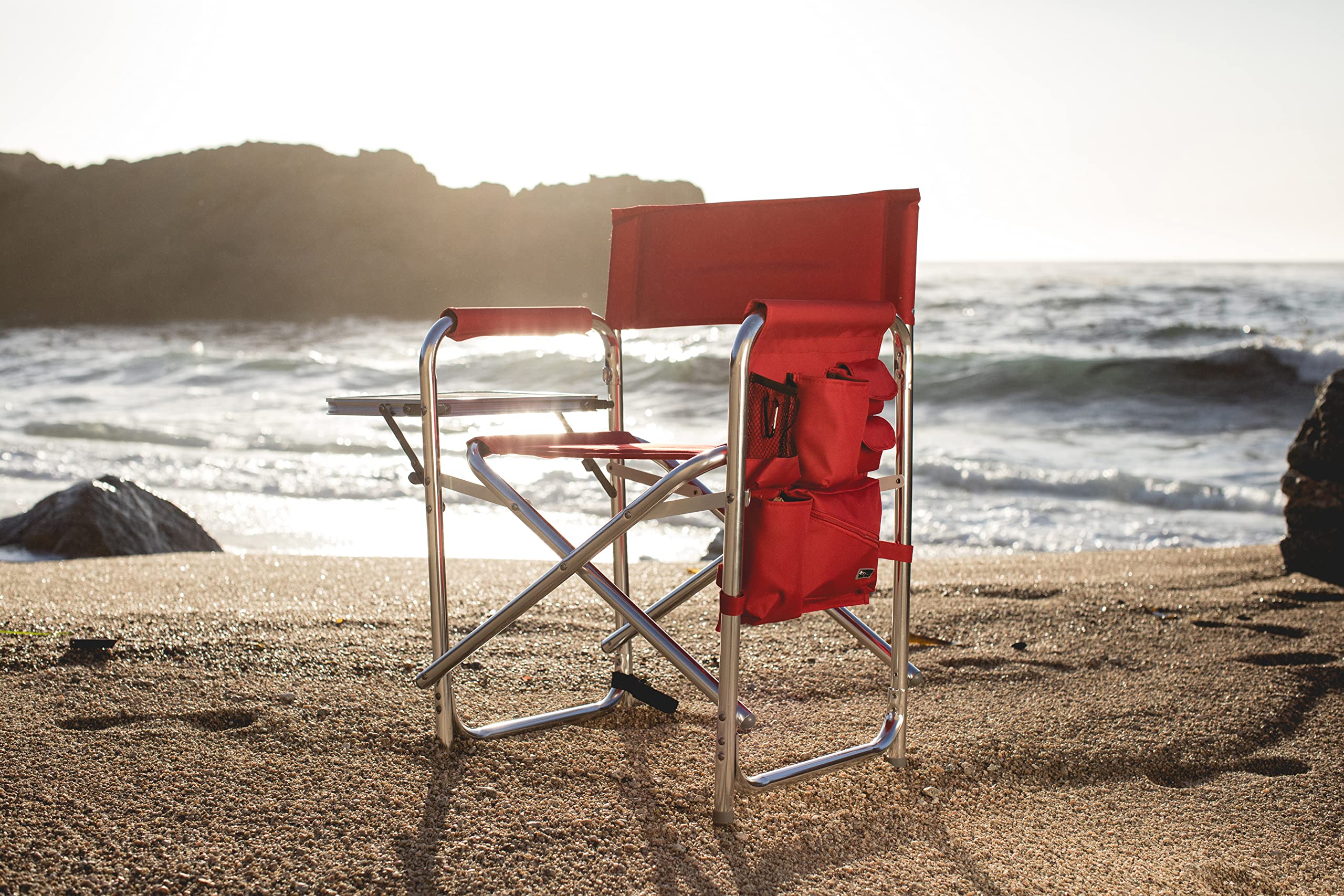 PICNIC TIME NHL Washington Capitals Folding Sports Chair with Side Table - Portable Beach & Camping Chair for Adults - Perfect for Tailgating, Outdoor Concerts & Backyard BBQs