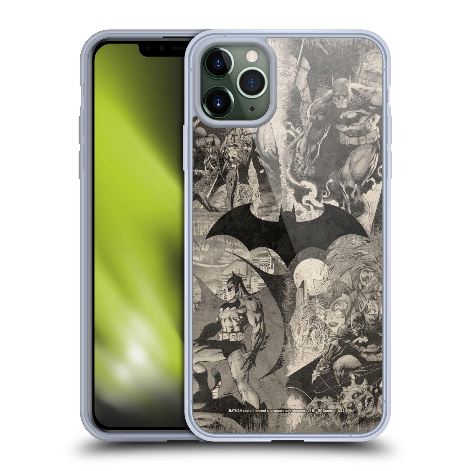 Head Case Designs Batman DC Comics Logo Collage Hush Soft Gel Case for iPhone 11 Pro Max - Officially Licensed Durable Protective Cover for Everyday Use