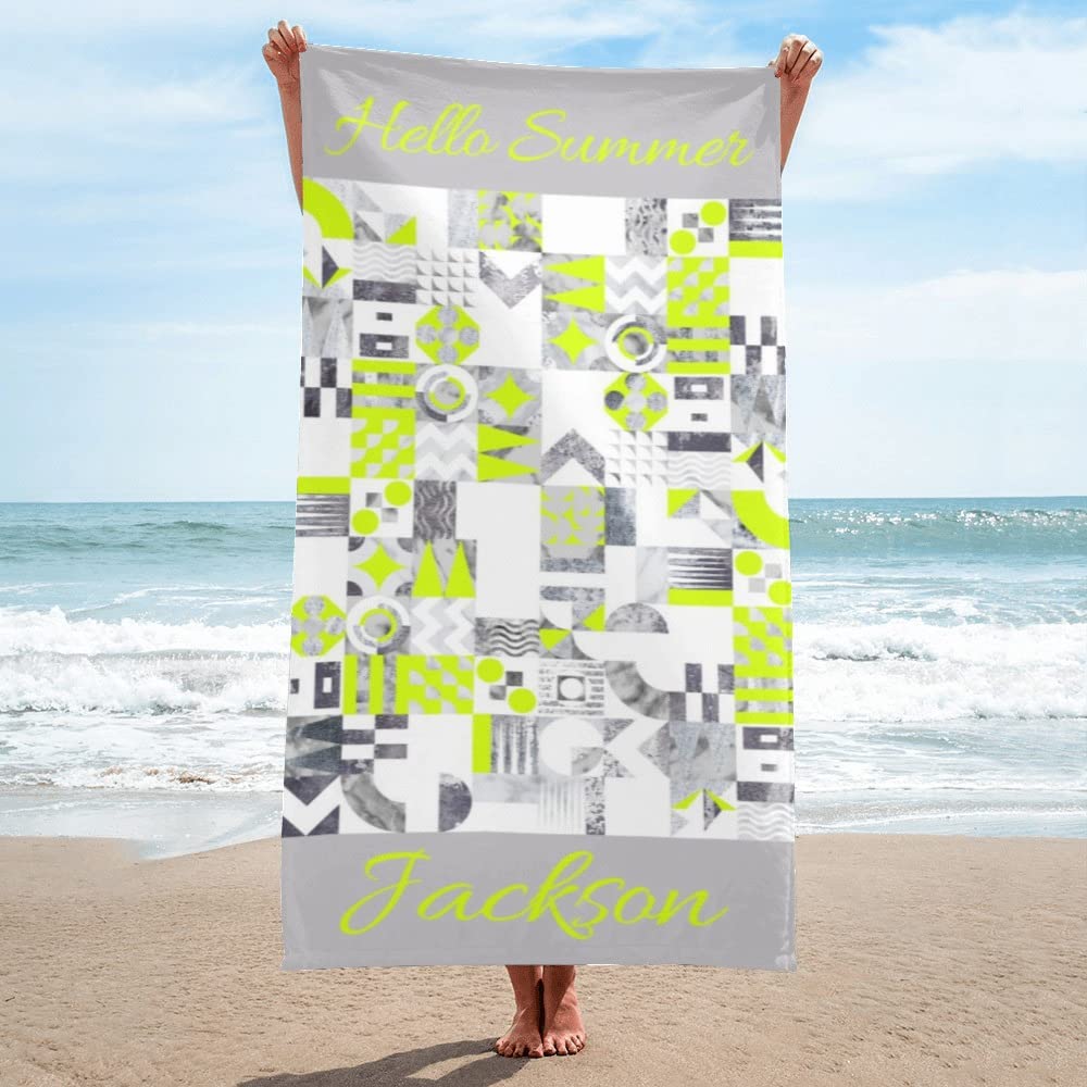 Personalized Beach Towel with Name - Custom Monogrammed Bath & Pool Towel for Women, Men, Kids, Boys & Girls | Summer Gift, Vacation Essential, Poolside Accessory, Beach Day Must-Have