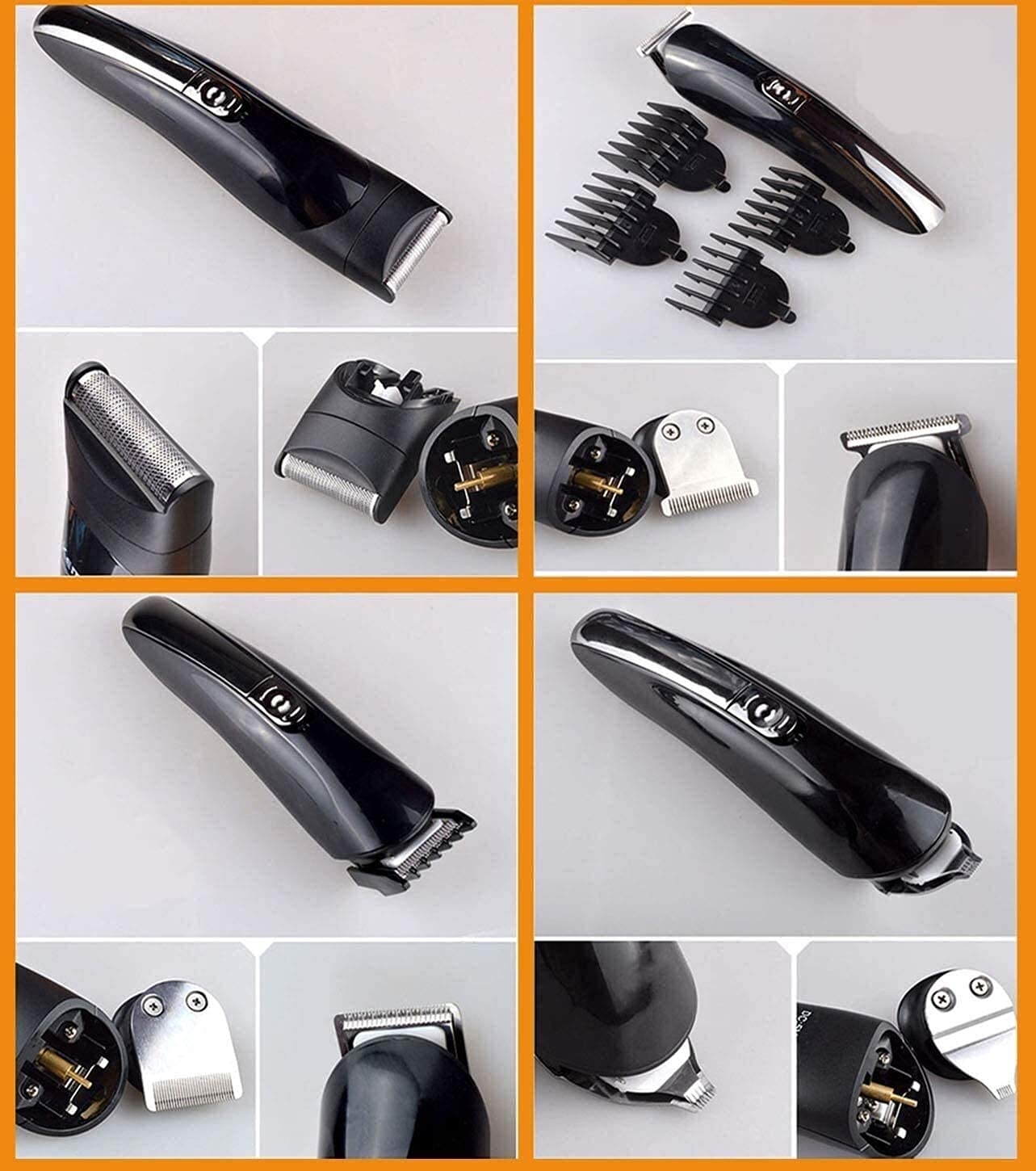 KouRy 6-in-1 Cordless Beard Trimmer for Men | USB Rechargeable Professional Hair Clippers Kit with Body & Nose Trimmer | Multi-Functional Grooming Set for Home & Travel Use