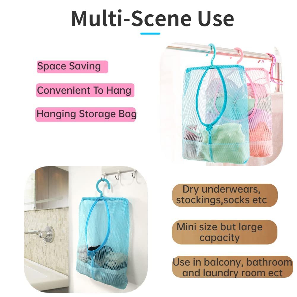 Mesh Laundry Bag for Drying & Storage - Breathable Mesh Organizer with Hooks for Clothes, Towels & Delicates - Perfect for Kitchen, Bathroom & Travel Use