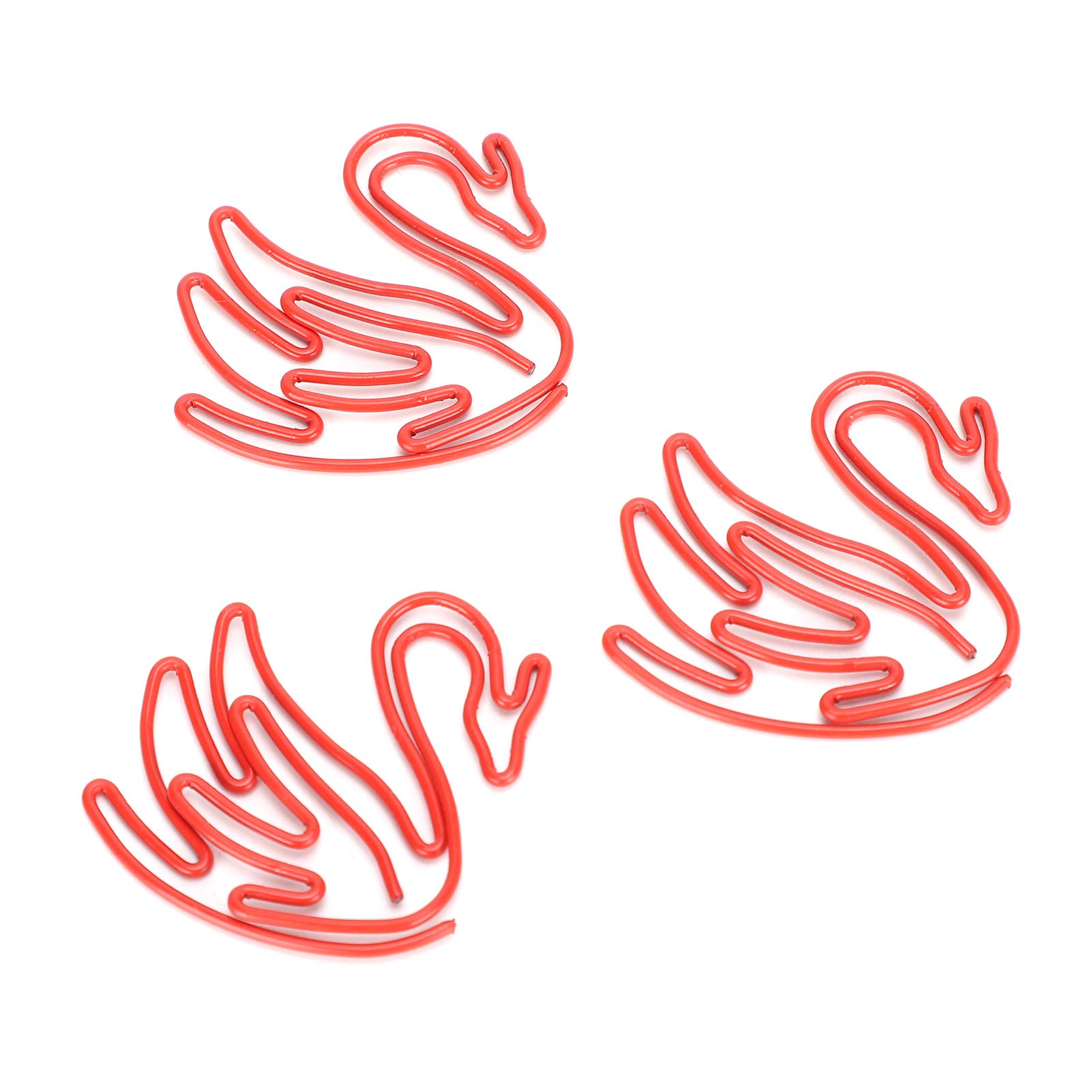 20Pcs Small Swan Shaped Paper Clips - Colorful Office & School Supplies for Document Organizing, Perfect for Notebooks, Planners, and Craft Projects (Red)