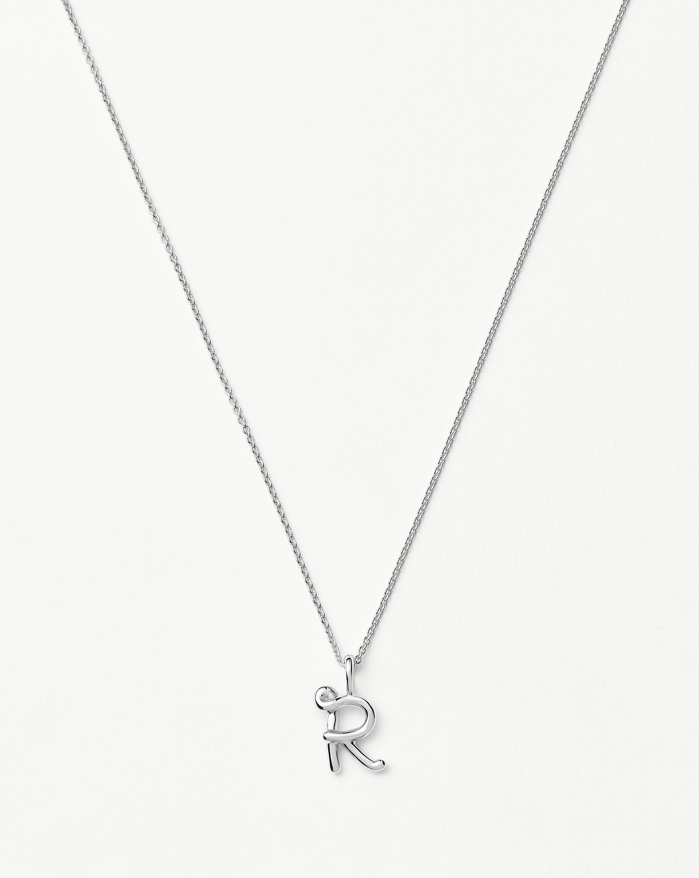 Sterling Silver Curly Molten Mini Initial Necklace - Personalized Name Jewelry for Women, Gifts for Her | Perfect for Birthdays, Anniversaries, and Everyday Wear