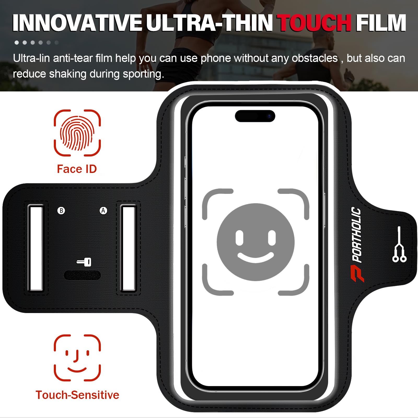 Sweat-Resistant Sports Armband for iPhone 15/14/13 Pro Max & Samsung Galaxy S23/S22/S21 Ultra/A54/A53 & Huawei Mate 60/50 - Perfect for Running, Cycling, Hiking & Gym Workouts (Medium Size)