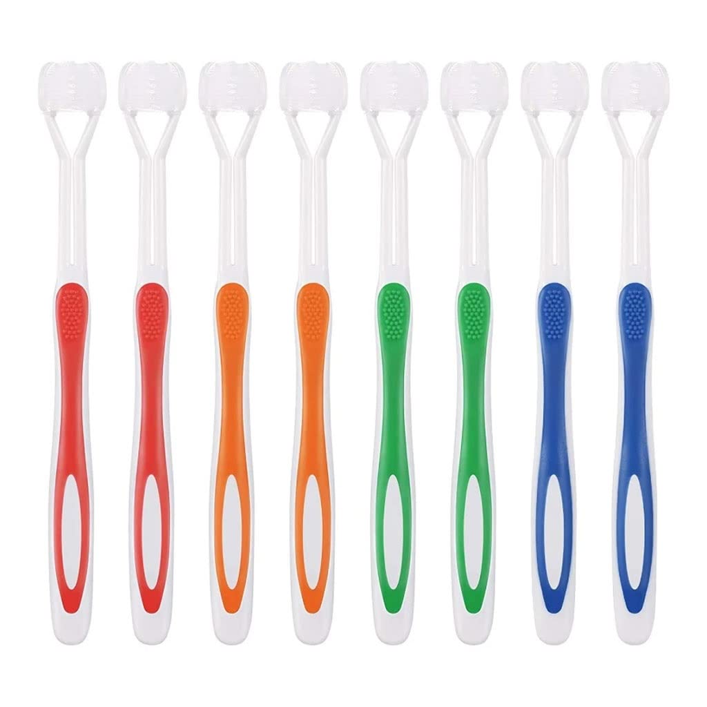 8-Piece 3-Sided Autism Toothbrush Set - Soft Bristles for Gentle Teeth & Gum Care - Interchangeable Heads (Color A, One Size) - Ideal for Kids & Adults with Special Needs, Sensory-Friendly Oral Care