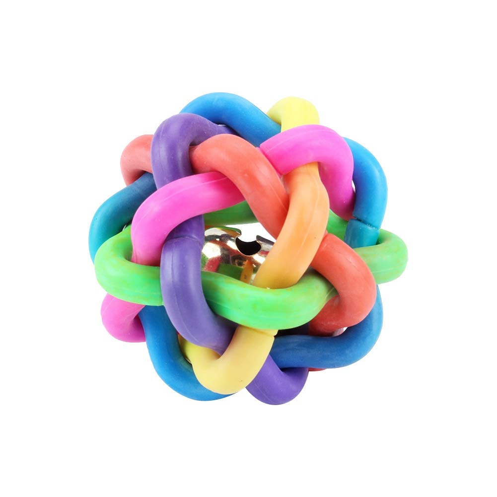 CHICIRIS Colorful Bell Ball Pet Chew Toy - Interactive Cat & Dog Training Play Ball with Bell Inside - Durable Puppy Chew Toy for Indoor & Outdoor Playtime Fun