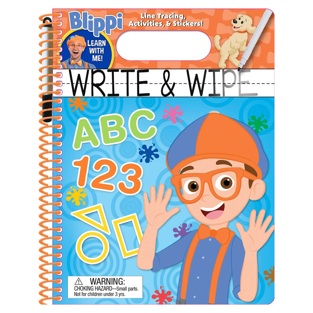 Blippi Write and Wipe Learning Activity Book - Reusable Educational Toy for Kids - Perfect for Preschool Learning & Travel Activities